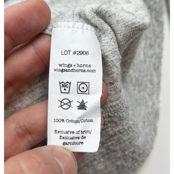 Wings + Horns Hoodie Men's Large Gray Full Zip Sweatshirt Static Dobby Slubby - Picture 5 of 12